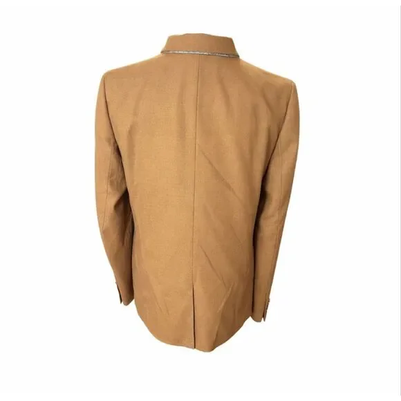 J.Crew Camel Wool Blend Notched One Button Blazer Jacket Size 12 NWT - Picture 4 of 9